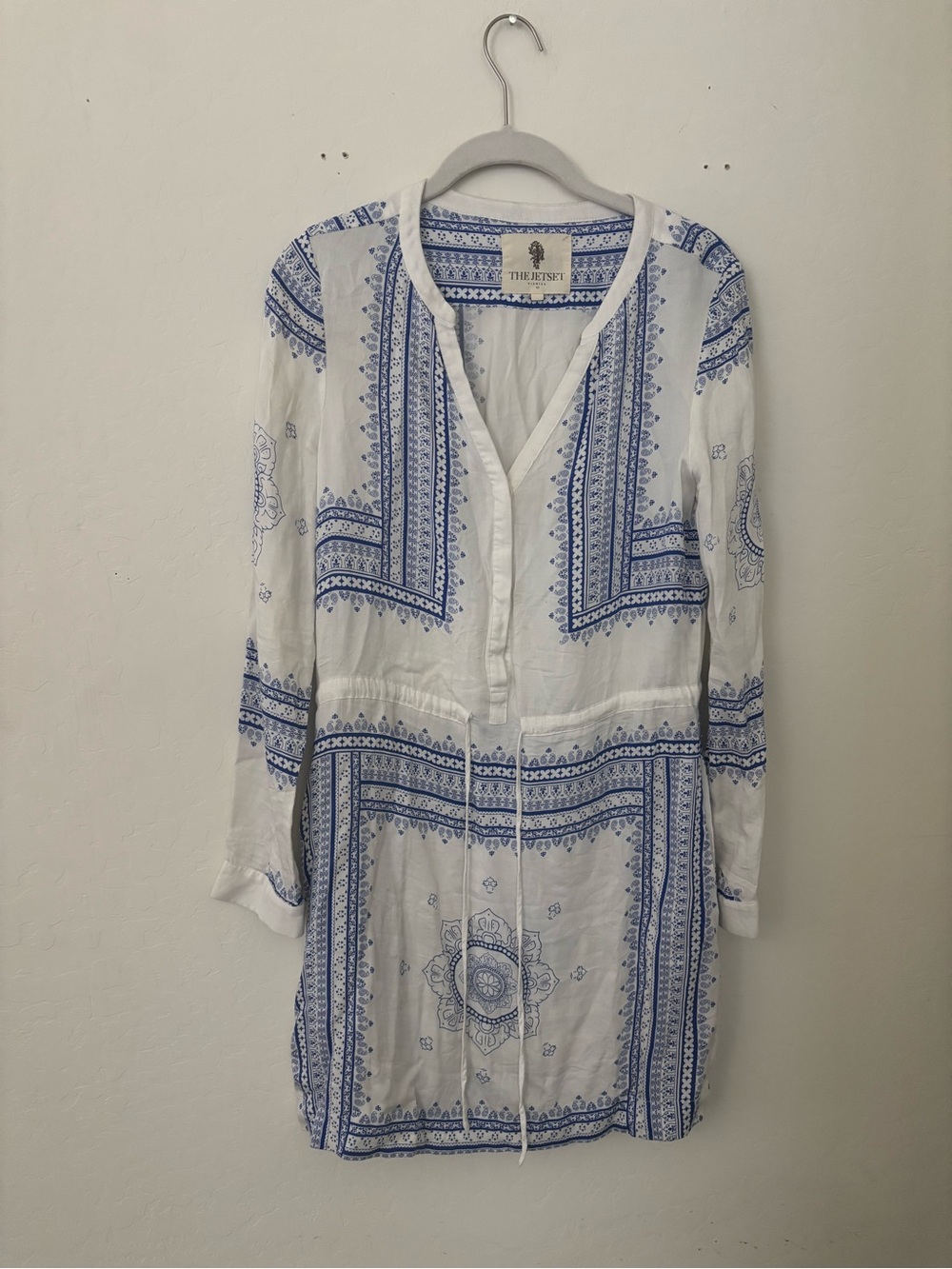 The Jetset Diaries White Tunic with Blue Bandana Print